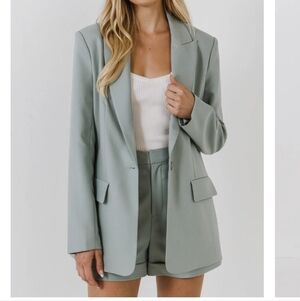 Endless Rose Sage Green High Waist Women's Shorts with Matching Blazer
